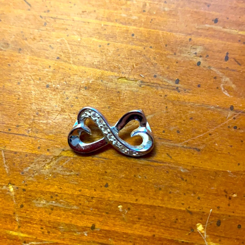 Silver Heart Infinity Necklace Charm Diamond